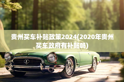 贵州买车补贴政策2024(2020年贵州买车政府有补贴吗)